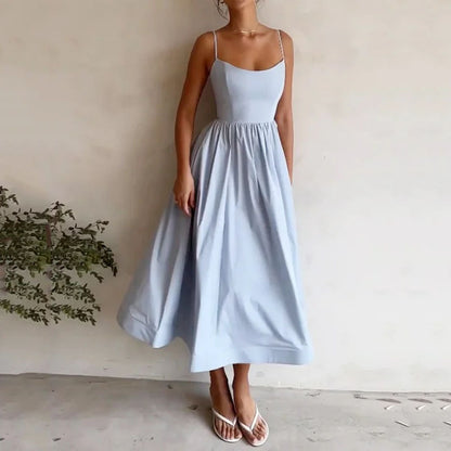 Robe à bretelles unie pour femme,au style séduisant