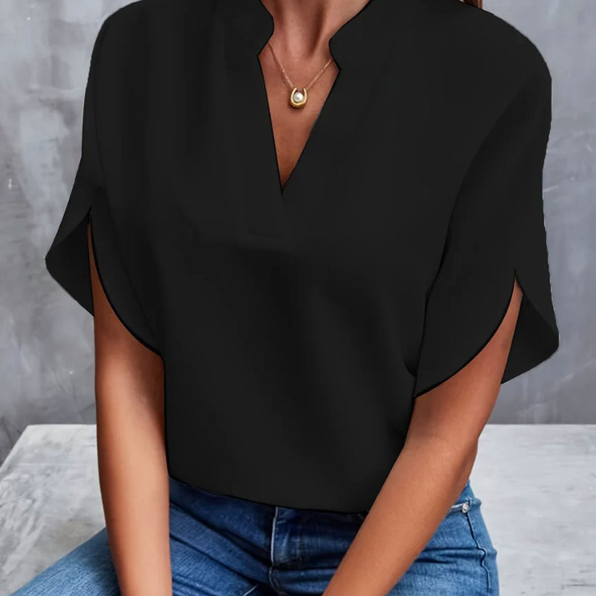 Chemisier femme col V raffinée d'été