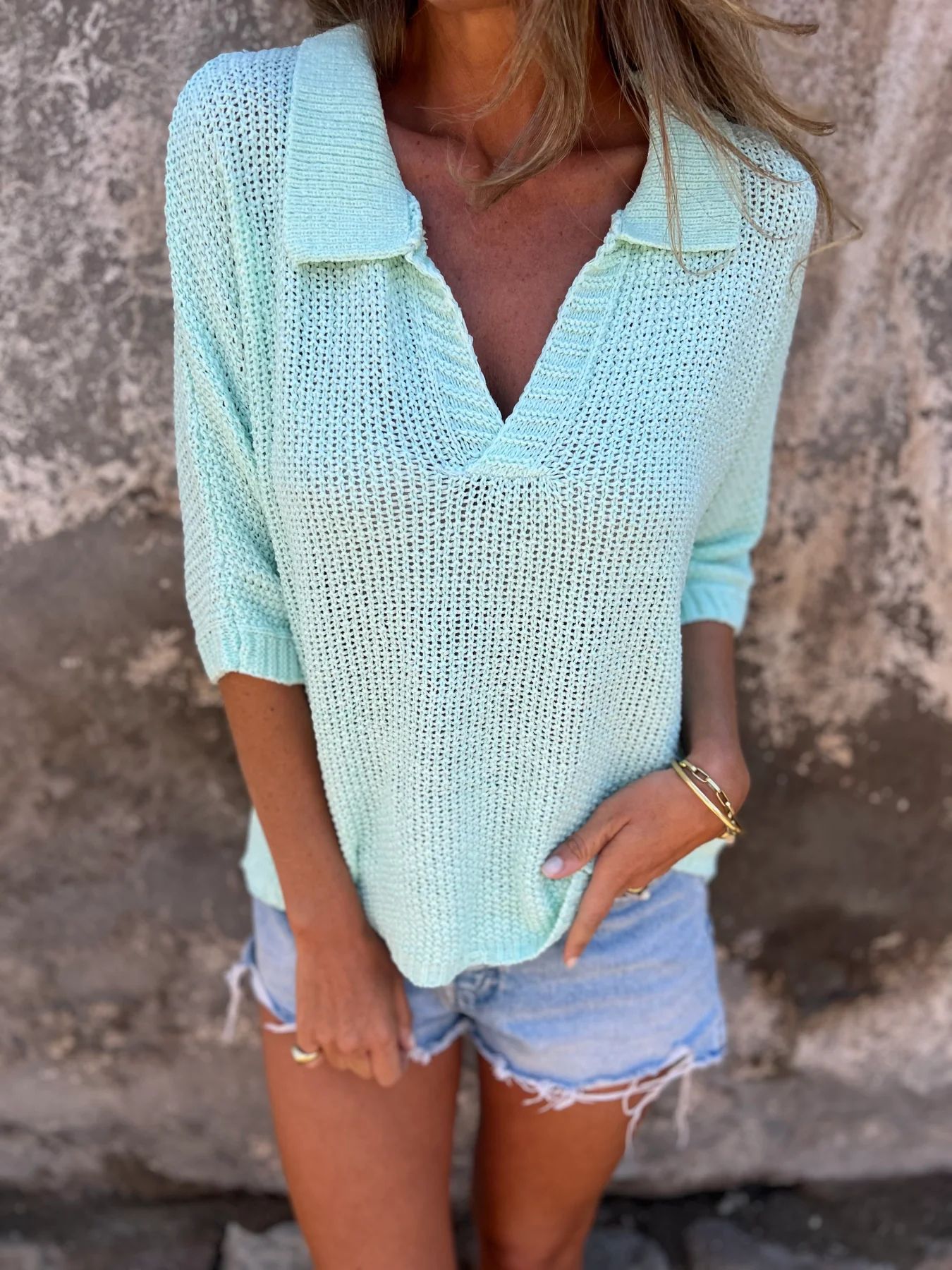 Top en maille uni pour femme,au style élégant .