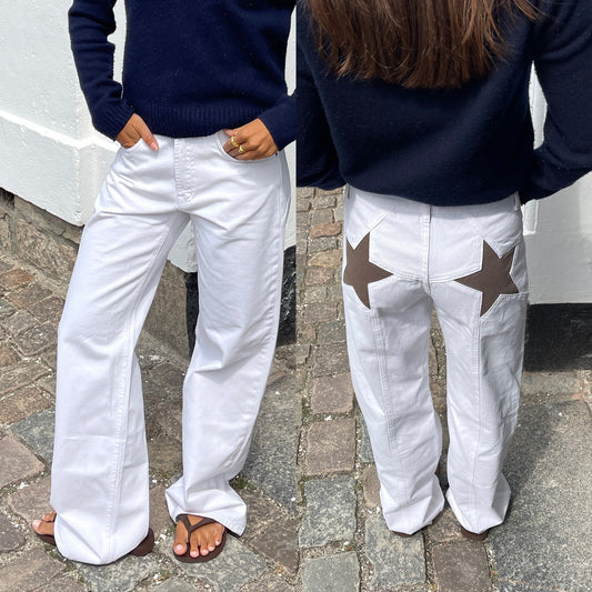 Jean rétro à patchwork contrasté avec étoile